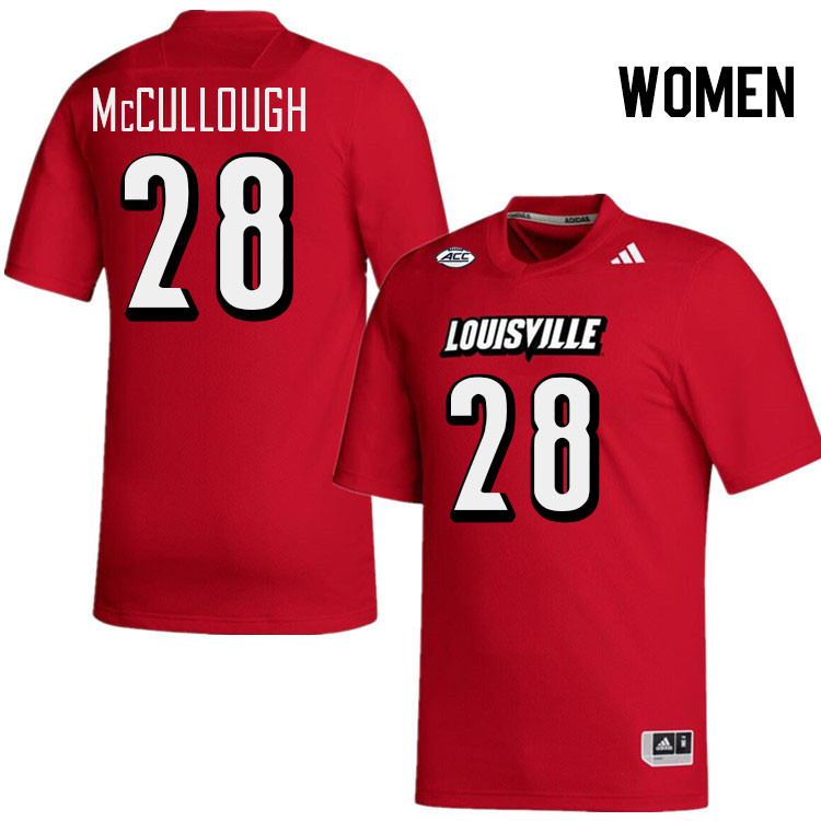 Women #28 Daeh McCullough Louisville Cardinals College Football Jerseys Stitched-Red